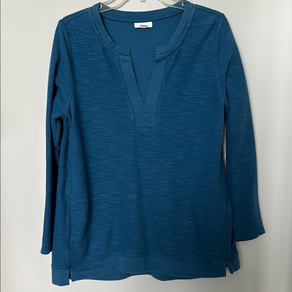 J. Jill Women's Blue Tunic Top with Side Pockets